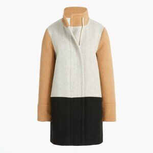 J.Crew Factory Colorblock City Coat In Heather Acorn/Grey/Black  Plus Size 22